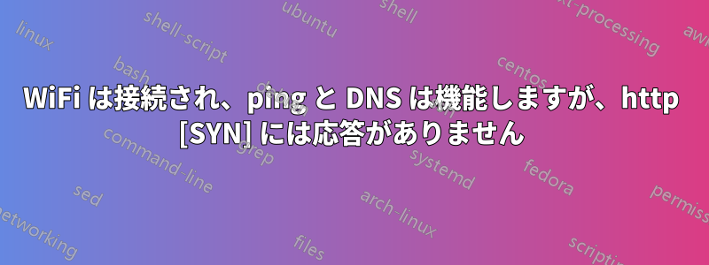 WiFi は接続され、ping と DNS は機能しますが、http [SYN] には応答がありません