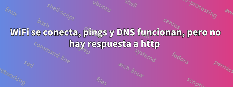 WiFi se conecta, pings y DNS funcionan, pero no hay respuesta a http 