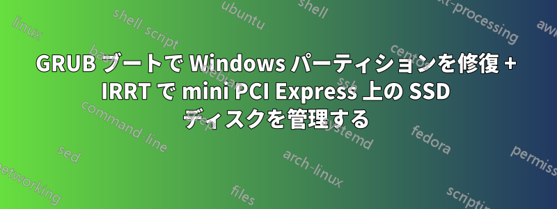 GRUB ブートで Windows パーティションを修復 + IRRT で mini PCI Express 上の SSD ディスクを管理する