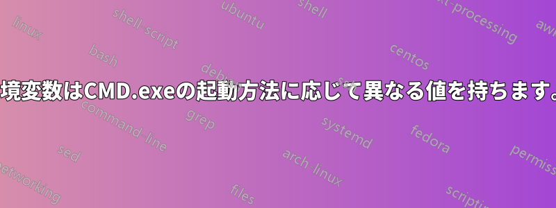 環境変数はCMD.exeの起動方法に応じて異なる値を持ちます。