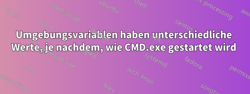 Umgebungsvariablen haben unterschiedliche Werte, je nachdem, wie CMD.exe gestartet wird