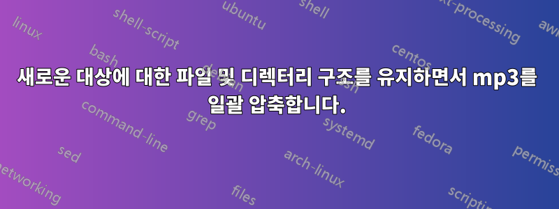 새로운 대상에 대한 파일 및 디렉터리 구조를 유지하면서 mp3를 일괄 압축합니다.