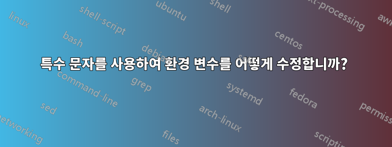 특수 문자를 사용하여 환경 변수를 어떻게 수정합니까?