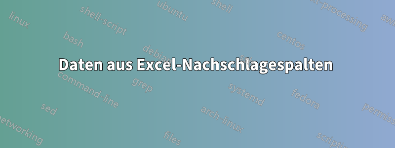 Daten aus Excel-Nachschlagespalten