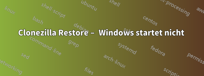 Clonezilla Restore – Windows startet nicht