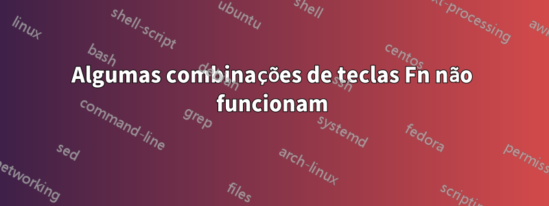 Algumas combinações de teclas Fn não funcionam