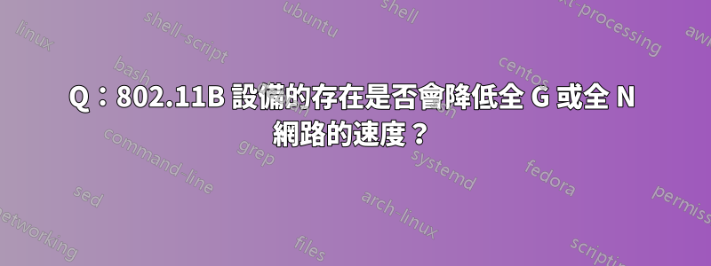 Q：802.11B 設備的存在是否會降低全 G 或全 N 網路的速度？