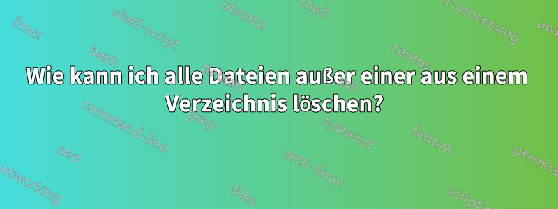 Wie kann ich alle Dateien außer einer aus einem Verzeichnis löschen? 