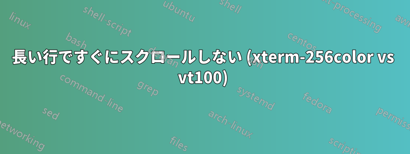 長い行ですぐにスクロールしない (xterm-256color vs vt100)