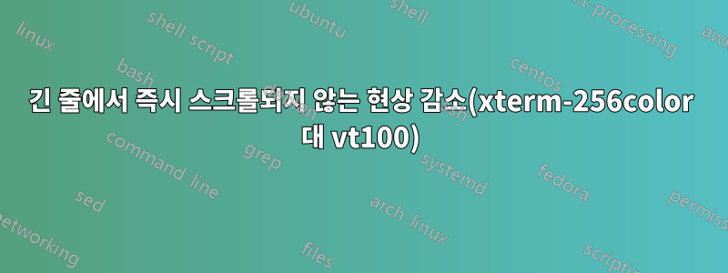 긴 줄에서 즉시 스크롤되지 않는 현상 감소(xterm-256color 대 vt100)