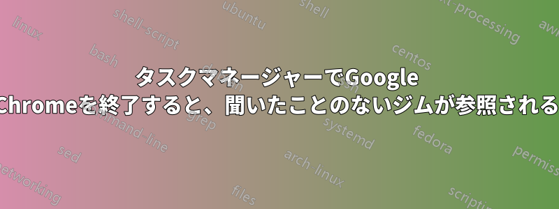 タスクマネージャーでGoogle Chromeを終了すると、聞いたことのないジムが参照される