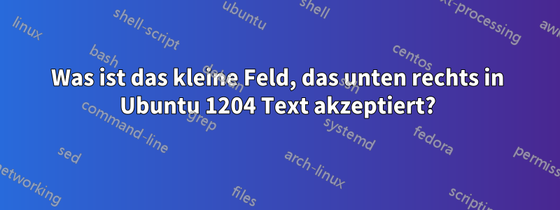 Was ist das kleine Feld, das unten rechts in Ubuntu 1204 Text akzeptiert?