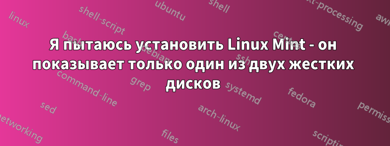 Я пытаюсь установить Linux Mint - он показывает только один из двух жестких дисков