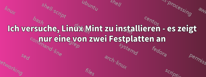 Ich versuche, Linux Mint zu installieren - es zeigt nur eine von zwei Festplatten an