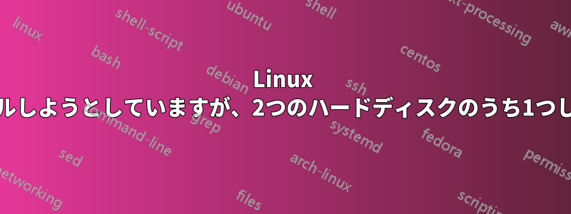 Linux Mintをインストールしようとしていますが、2つのハードディスクのうち1つしか表示されません