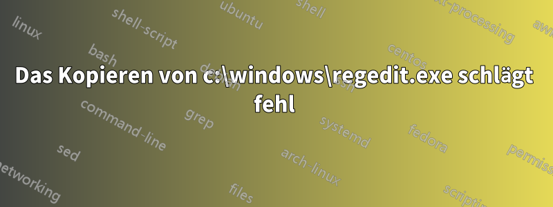 Das Kopieren von c:\windows\regedit.exe schlägt fehl