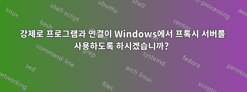 강제로 프로그램과 연결이 Windows에서 프록시 서버를 사용하도록 하시겠습니까? 