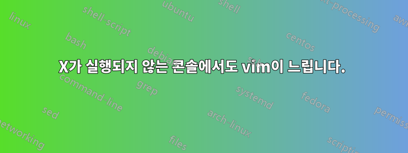 X가 실행되지 않는 콘솔에서도 vim이 느립니다.