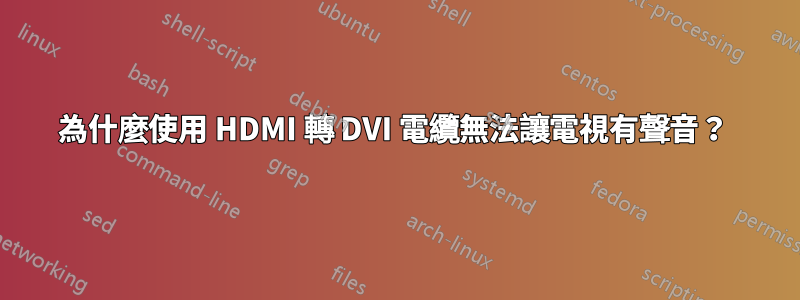 為什麼使用 HDMI 轉 DVI 電纜無法讓電視有聲音？ 