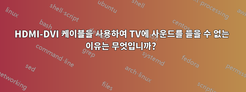 HDMI-DVI 케이블을 사용하여 TV에 사운드를 들을 수 없는 이유는 무엇입니까? 