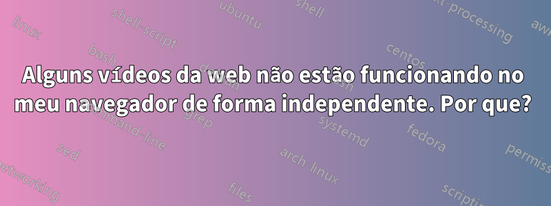 Alguns vídeos da web não estão funcionando no meu navegador de forma independente. Por que?