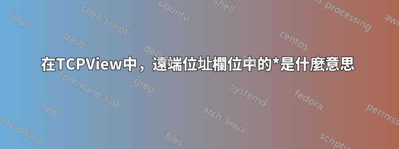 在TCPView中，遠端位址欄位中的*是什麼意思