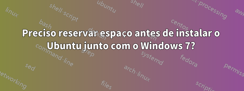 Preciso reservar espaço antes de instalar o Ubuntu junto com o Windows 7?