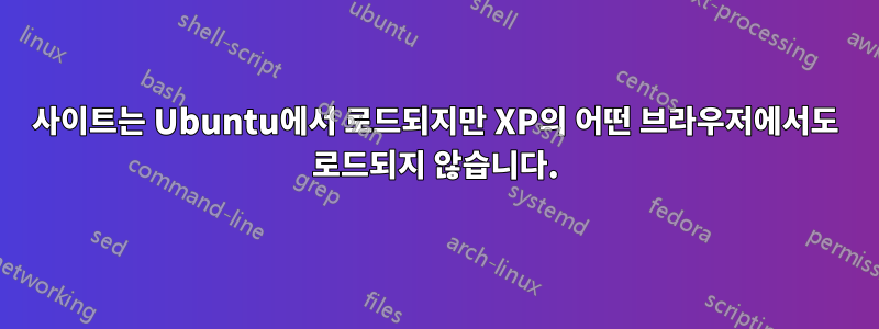 사이트는 Ubuntu에서 로드되지만 XP의 어떤 브라우저에서도 로드되지 않습니다.