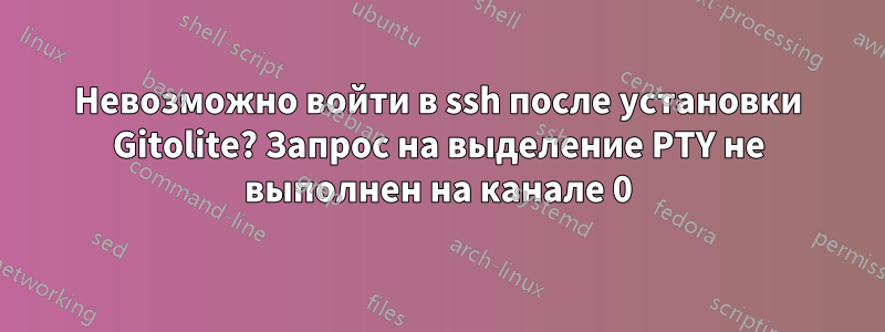 Невозможно войти в ssh после установки Gitolite? Запрос на выделение PTY не выполнен на канале 0