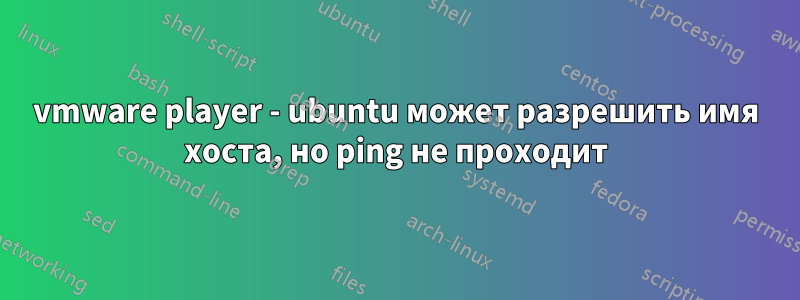 vmware player - ubuntu может разрешить имя хоста, но ping не проходит