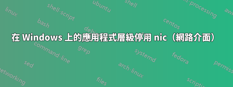 在 Windows 上的應用程式層級停用 nic（網路介面）