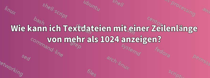 Wie kann ich Textdateien mit einer Zeilenlänge von mehr als 1024 anzeigen?