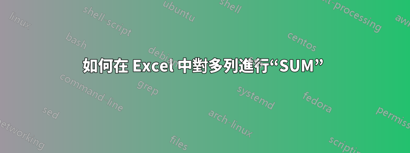如何在 Excel 中對多列進行“SUM”