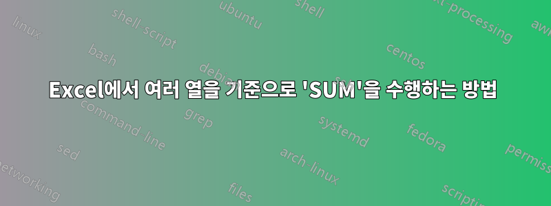 Excel에서 여러 열을 기준으로 'SUM'을 수행하는 방법