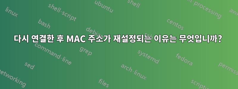 다시 연결한 후 MAC 주소가 재설정되는 이유는 무엇입니까?