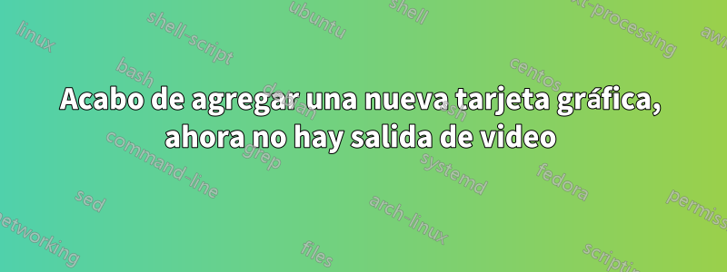 Acabo de agregar una nueva tarjeta gráfica, ahora no hay salida de video