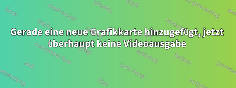 Gerade eine neue Grafikkarte hinzugefügt, jetzt überhaupt keine Videoausgabe