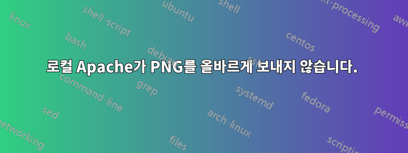 로컬 Apache가 PNG를 올바르게 보내지 않습니다.