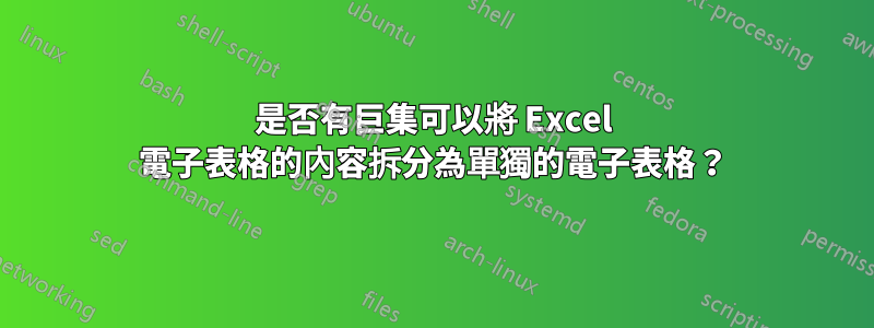 是否有巨集可以將 Excel 電子表格的內容拆分為單獨的電子表格？