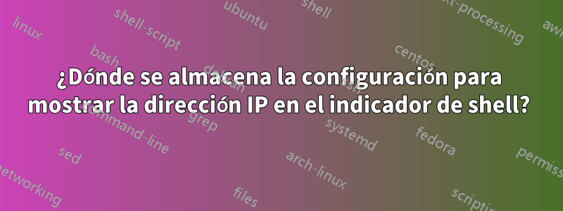 ¿Dónde se almacena la configuración para mostrar la dirección IP en el indicador de shell?