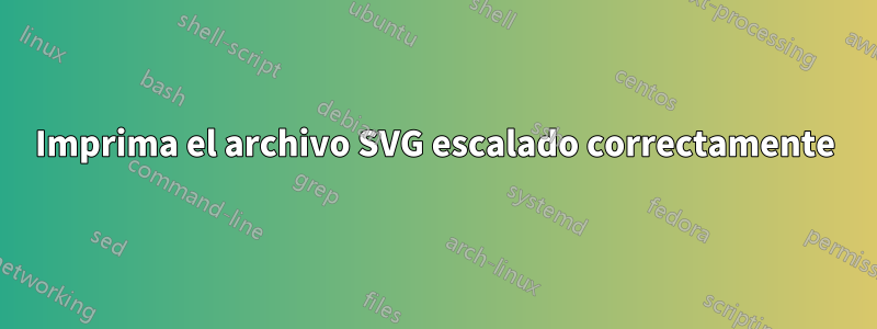 Imprima el archivo SVG escalado correctamente