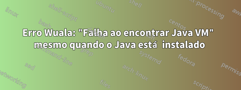 Erro Wuala: "Falha ao encontrar Java VM" mesmo quando o Java está instalado