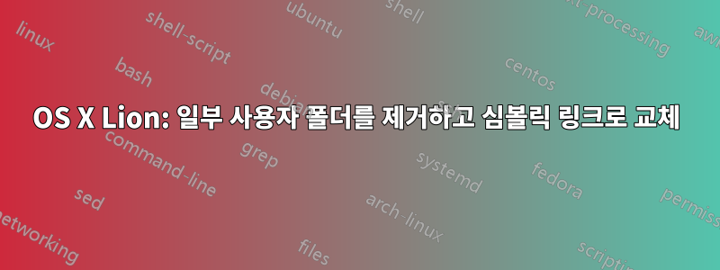 OS X Lion: 일부 사용자 폴더를 제거하고 심볼릭 링크로 교체