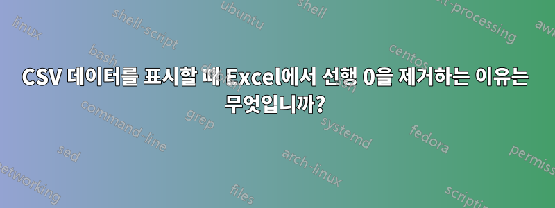 CSV 데이터를 표시할 때 Excel에서 선행 0을 제거하는 이유는 무엇입니까?