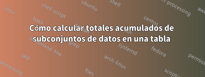 Cómo calcular totales acumulados de subconjuntos de datos en una tabla