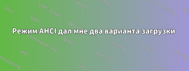 Режим AHCI дал мне два варианта загрузки