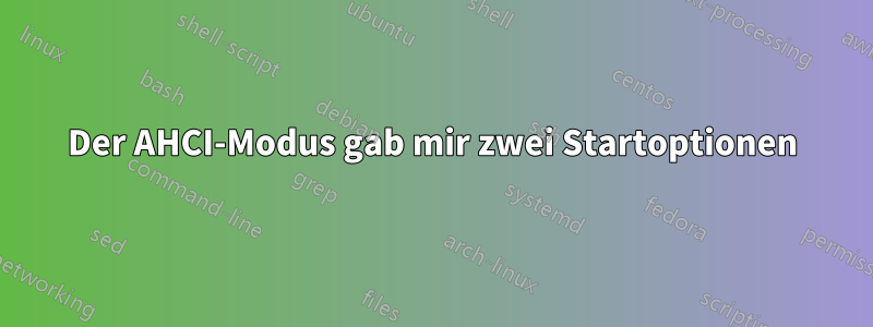 Der AHCI-Modus gab mir zwei Startoptionen