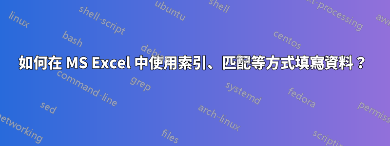 如何在 MS Excel 中使用索引、匹配等方式填寫資料？