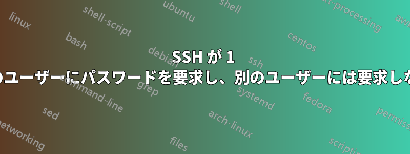 SSH が 1 人のユーザーにパスワードを要求し、別のユーザーには要求しない