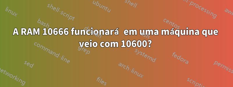 A RAM 10666 funcionará em uma máquina que veio com 10600?